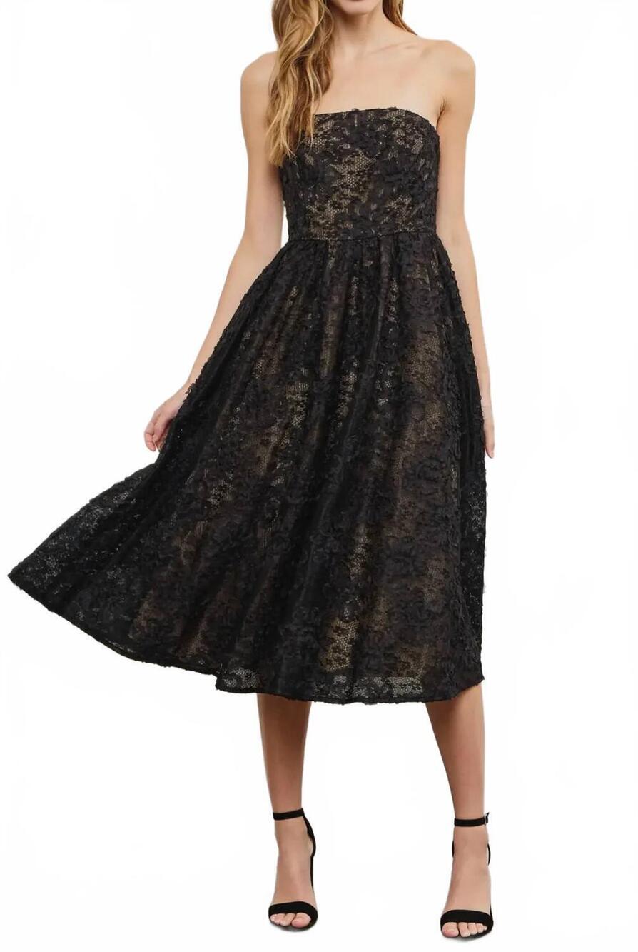 NEW MUSTARD SEED strapless overlay lace midi dress in black
